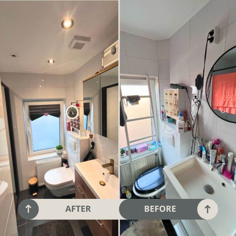 Before and after bathroom decluttering by Kasia Sierant – Let It Go Decluttering.